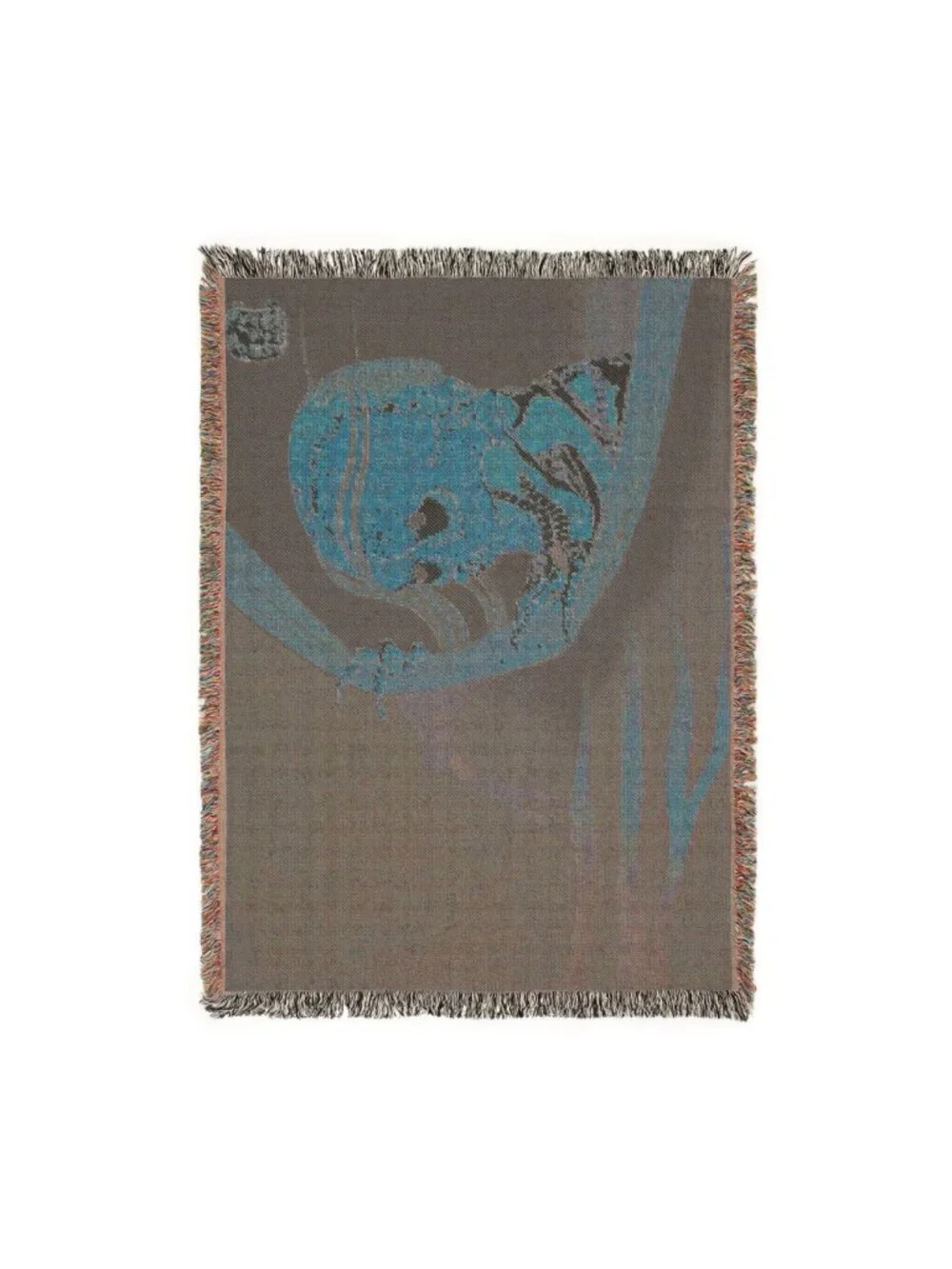 Woven Skeleton Blanket – Hokusai Ghost Ukiyo-e Art, 100% Cotton Japandi Decor